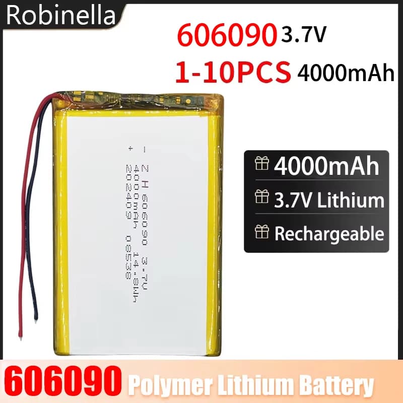 606090 Batteria ai polimeri di litio 3,7 V 4000 mAh 14,8 Wh LiPo JST-PH 2.0mm Connettore a 2 pin per GPS Altoparlante Bluetooth Accumulatori e caricabatterie di riserva Tablet PC