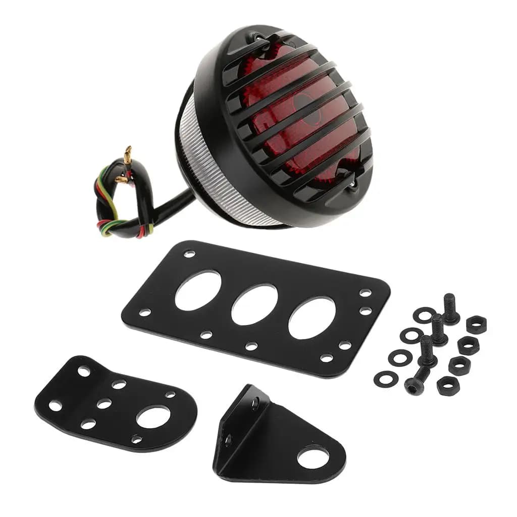 Supporto per Luce Posteriore LED e Porta Targa Regolabile per Moto Harley Cruiser e Moto Metriche