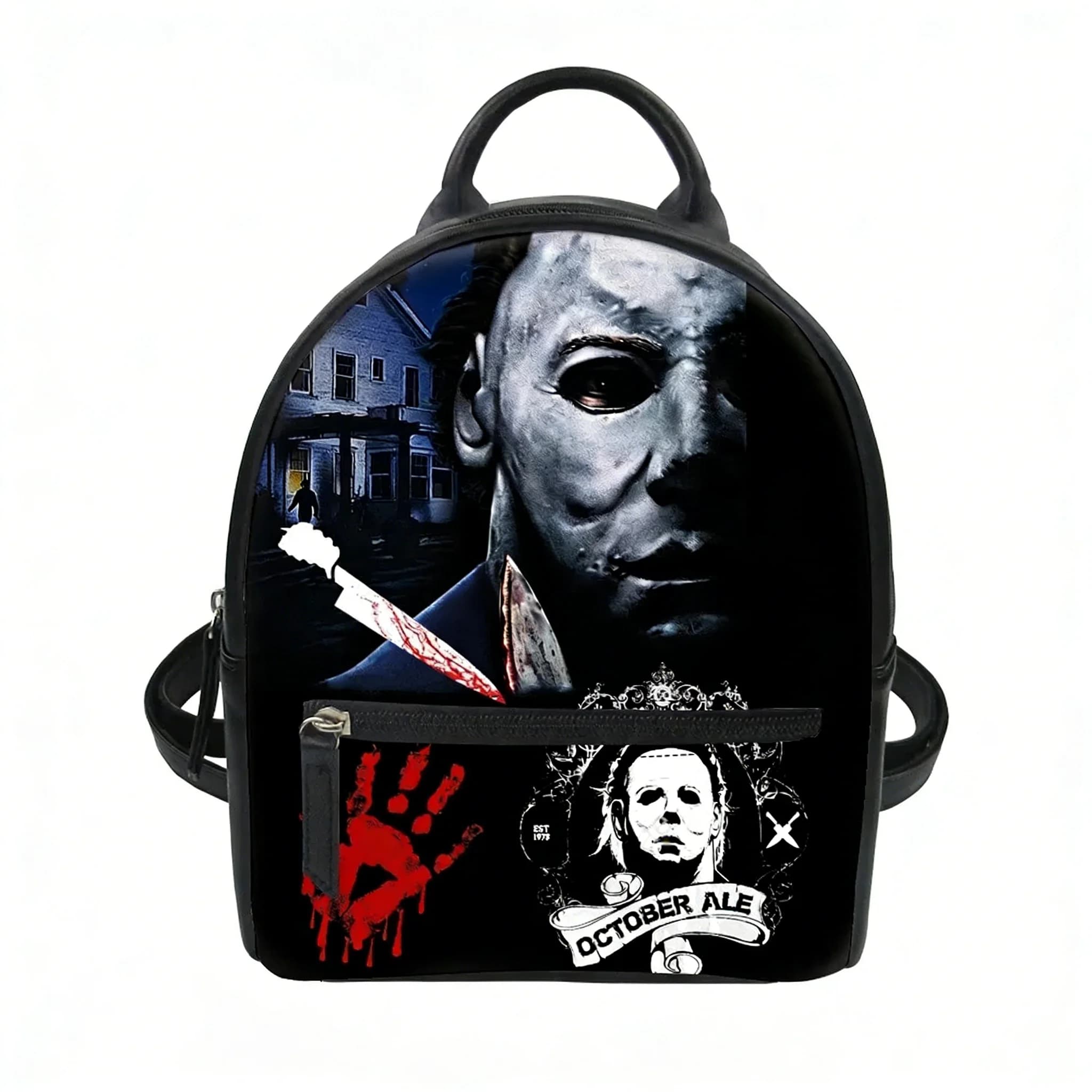 Borsa a tracolla personalizzata Michael Myers Halloween Killer, borsa da donna Carter, zaino a doppia spalla, mini zaino da giorno, borsa da viaggio in pelle