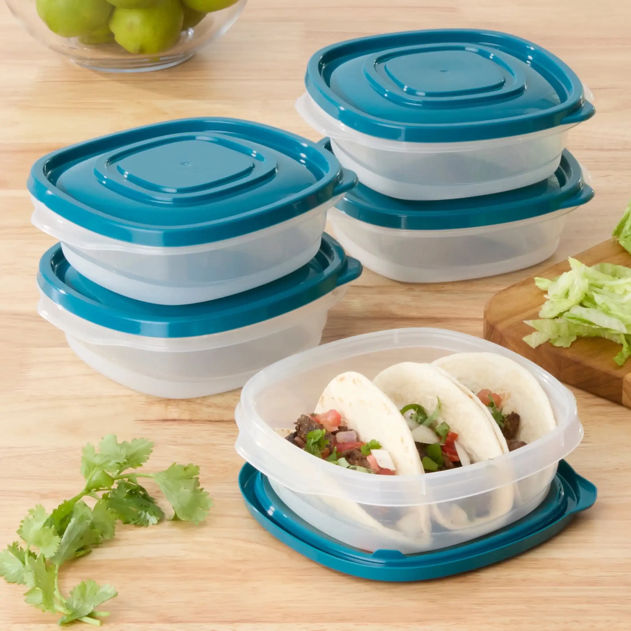Contenitore per Alimenti in Plastica Quadrato Semi-Durevole da 2,9 Tazze, Confezione da 5, Ideale per Conservare Piccoli Rimanenze e Trasportare il Pranzo