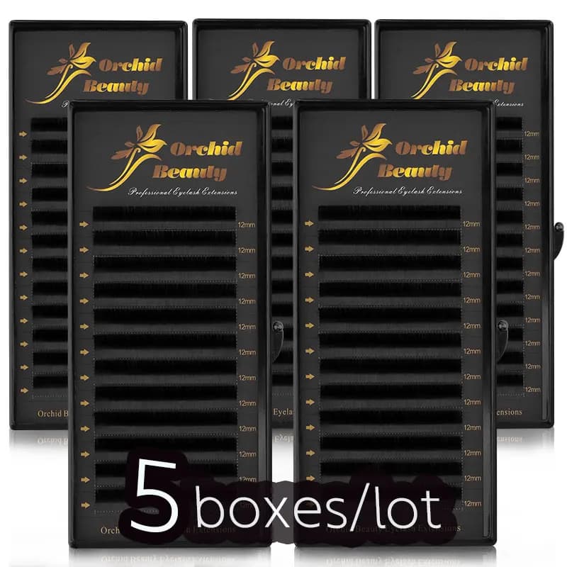 5Case/Lot Orchid Lashes ciglia individuali 8-15mm Mix Premium Fake Mink Eyelash Extension ciglia finte nere scure