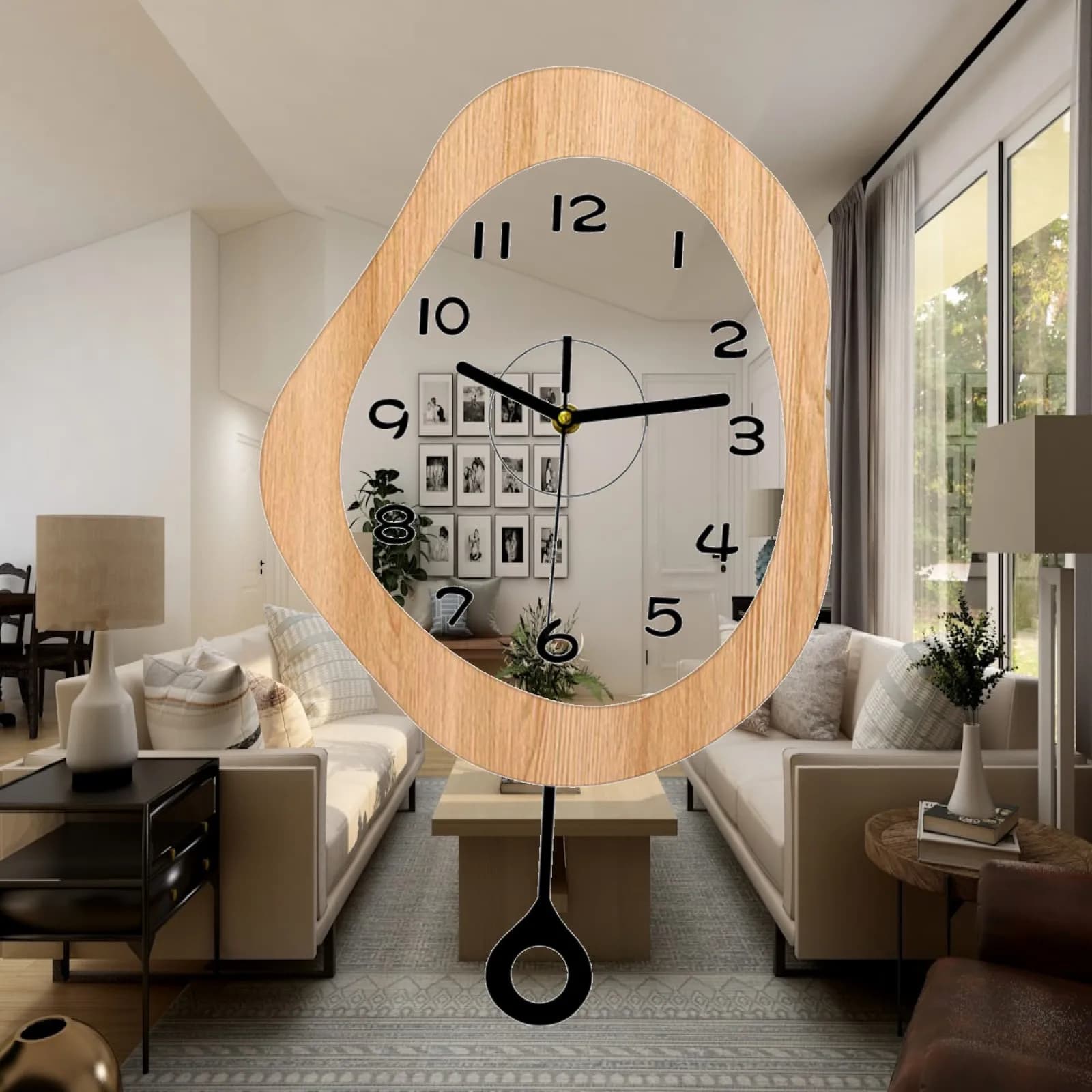Wall Clock Wall Decor Home Decor Modern Wall Mount Non Ticking with Pendulum Hanging Clock for Home Bedroom Living Room Bathroom