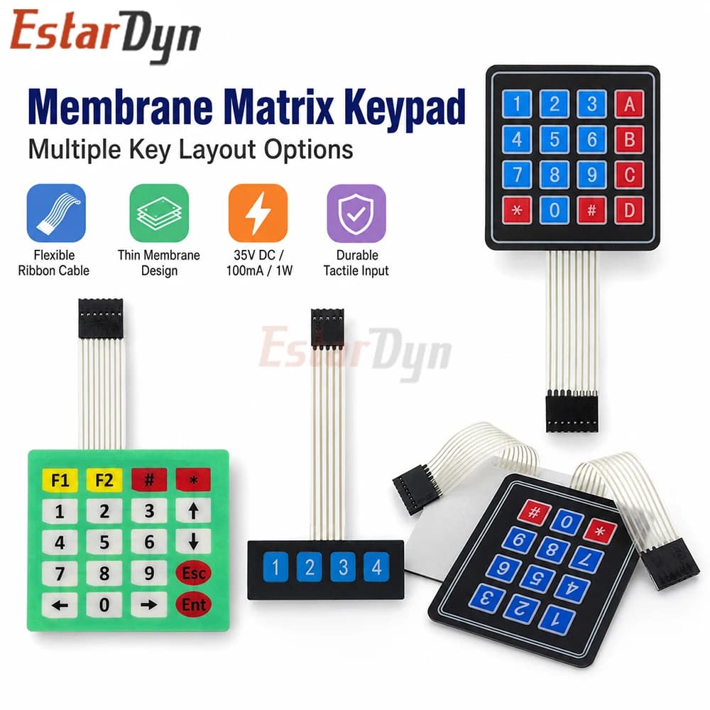 Estardyn 4/12/16/20 Keys 3x4 4x4 4x5 Matrix Membrane Switch Keypad Control Panel DIY Kit for Raspberry Pi