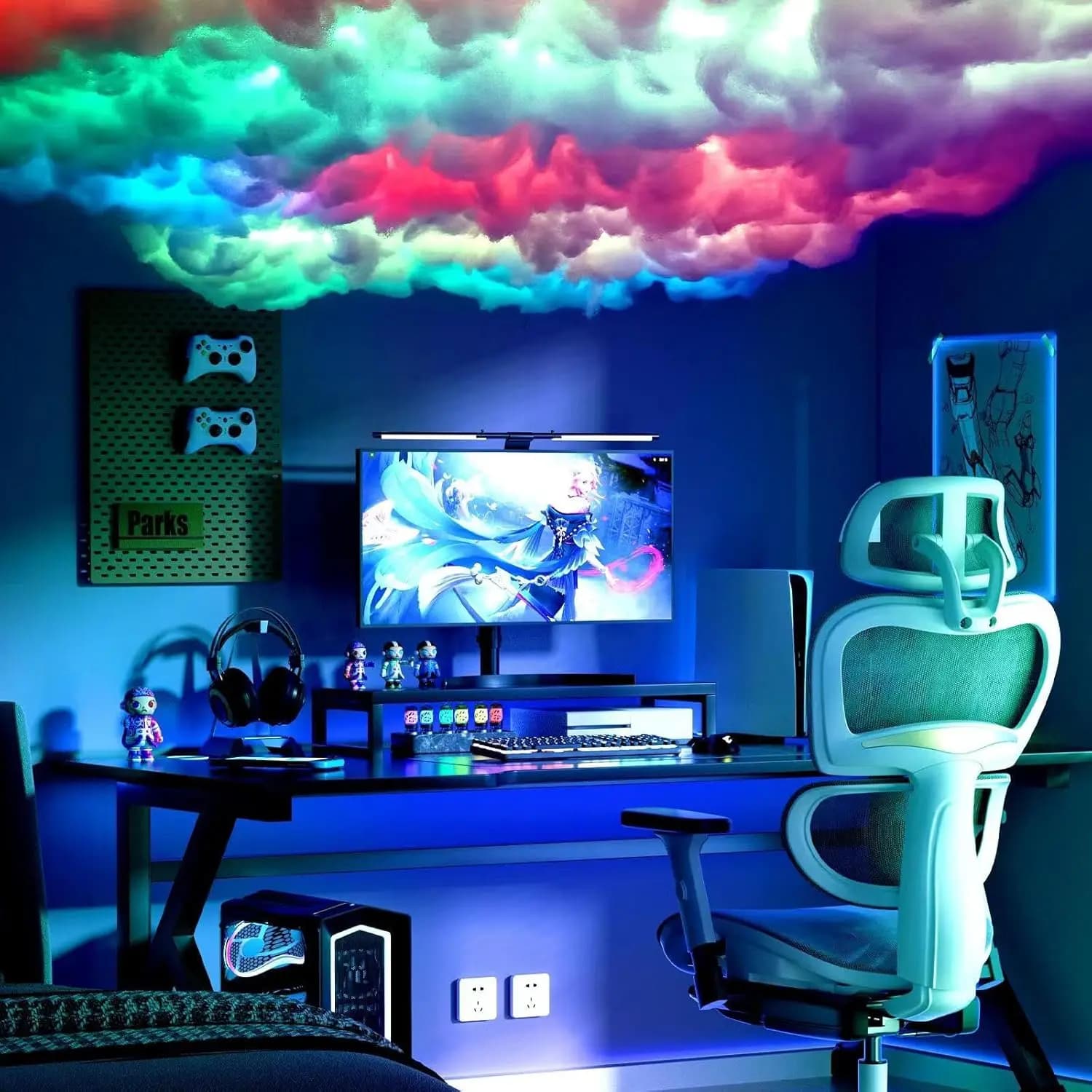 Striscia LED 3D a Forma di Nuvola, Lampada Atmosferica Multicolore Sincronizzata con la Musica per Camera da Letto, Gaming e Feste (5 Metri)