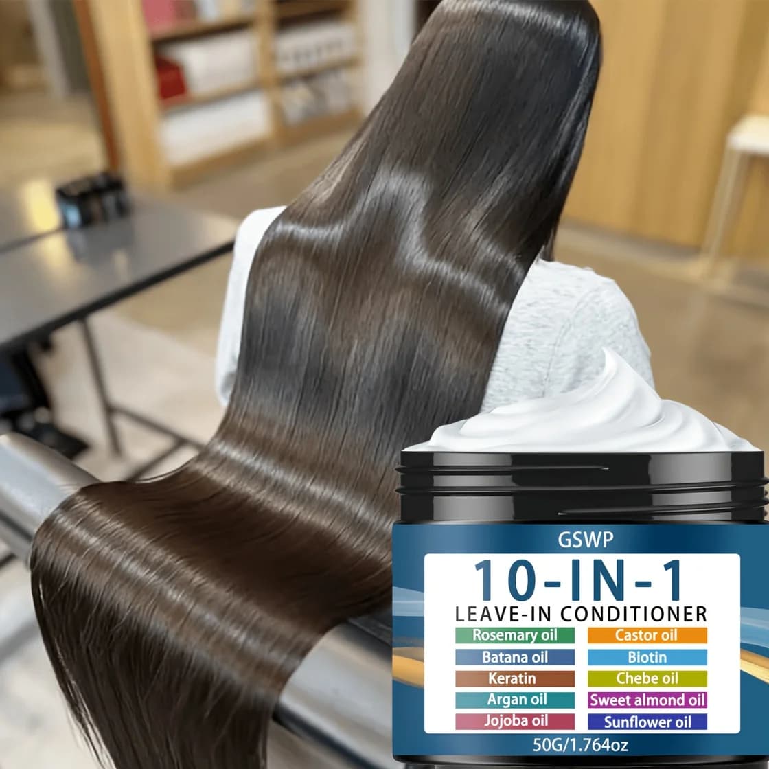 GSWP Balsamo senza risciacquo 10 in 1 con olio di rosmarino e cheratina, olio di noce marocchina, biotina ecc. Idrata e nutre. 50g/100g