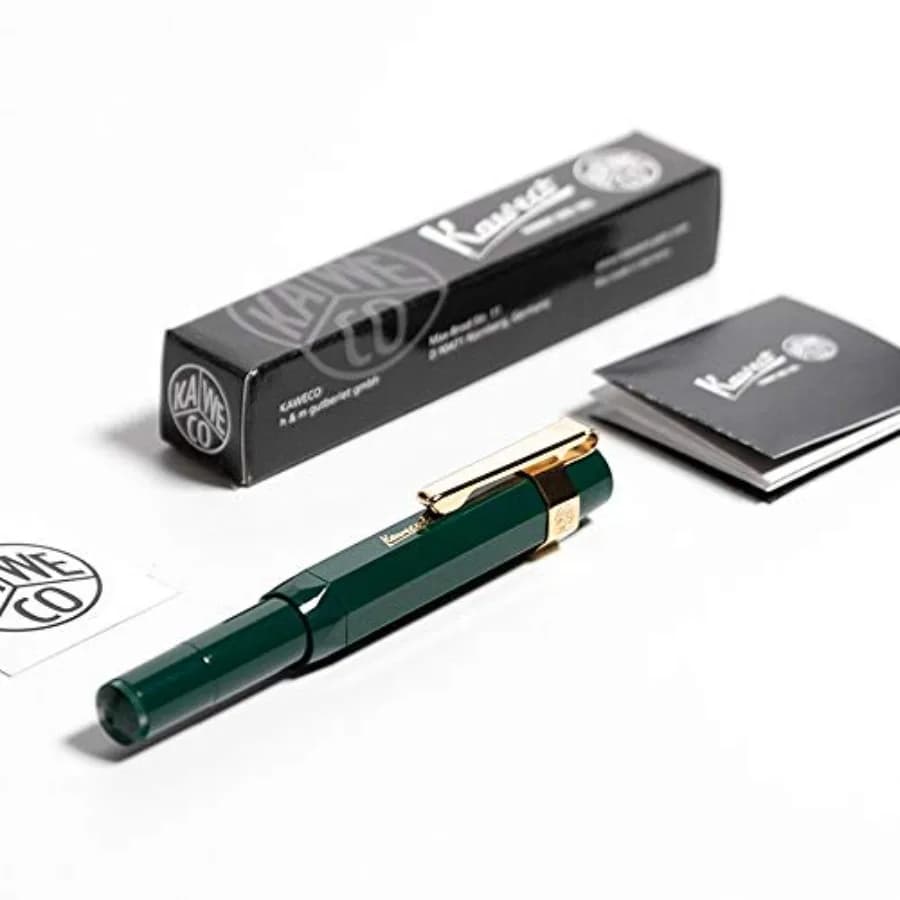 Sport Classic Fountain Pen Green, Fine Nib Sport Octagonal Clip Gold
