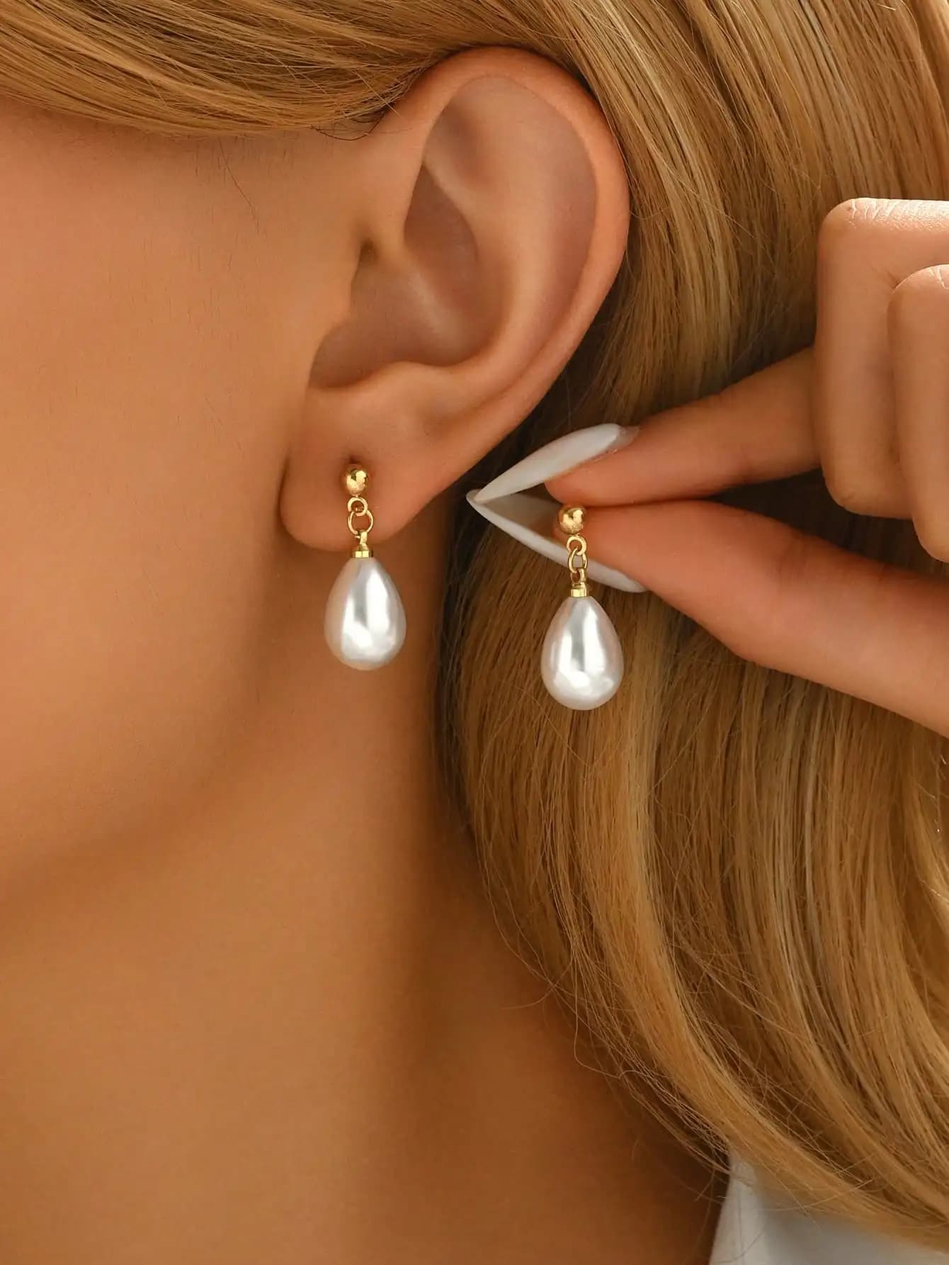 Orecchini di perle piccole da donna Orecchini pendenti con perle pendenti per gioielli da damigella d'onore Anelli per orecchie di perle Orecchini da sposa