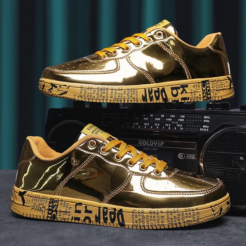 Sneakers Casual da uomo di lusso scarpe da corsa per il tempo libero Sneakers dorate HipHop comode scarpe sportive di moda calzature traspiranti maschili