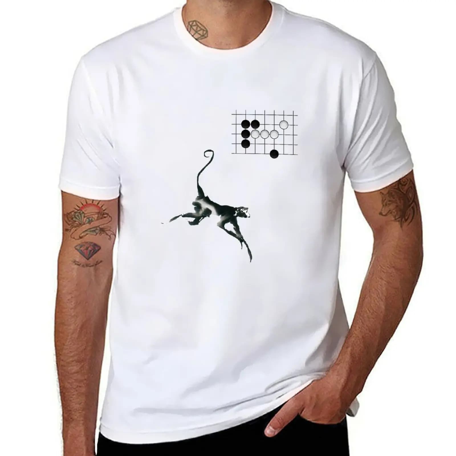 Monkey Jump - Weiqi Go Baduk Gioco da tavolo T-shirt magliette anime per uomo magliette per uomo T-shirt slim fit