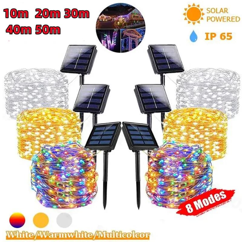 Solar LED Light Outdoor festone Garden Fairy Light String impermeabile Christmas Garland Garden Yard Decoration 20m 30m 40m 50m