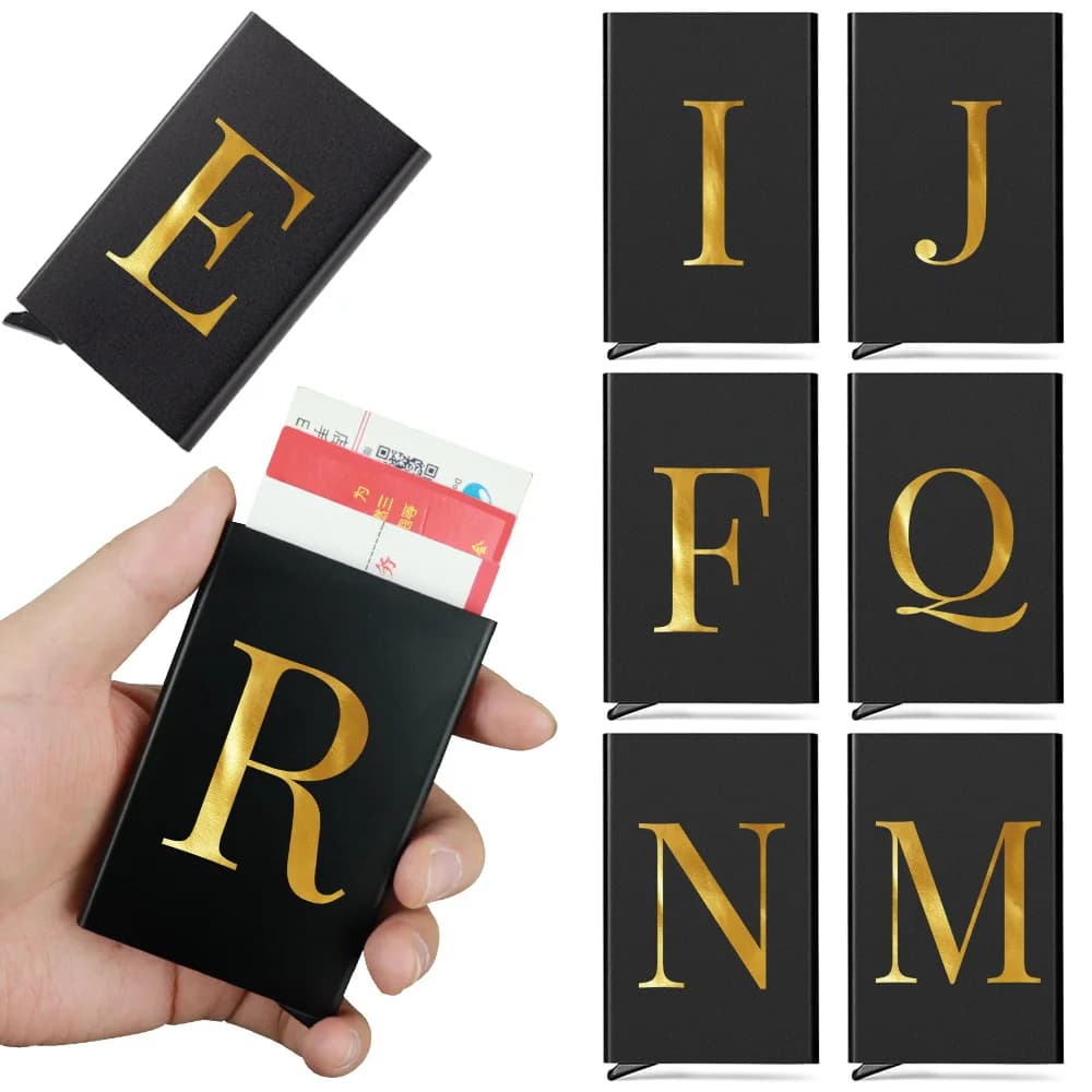 Aluminium Anti Rfid Card Holder NFC Blocking Reader Letter Pattern Wallets Pocket Case Slim Protection Bank Credit Card Case
