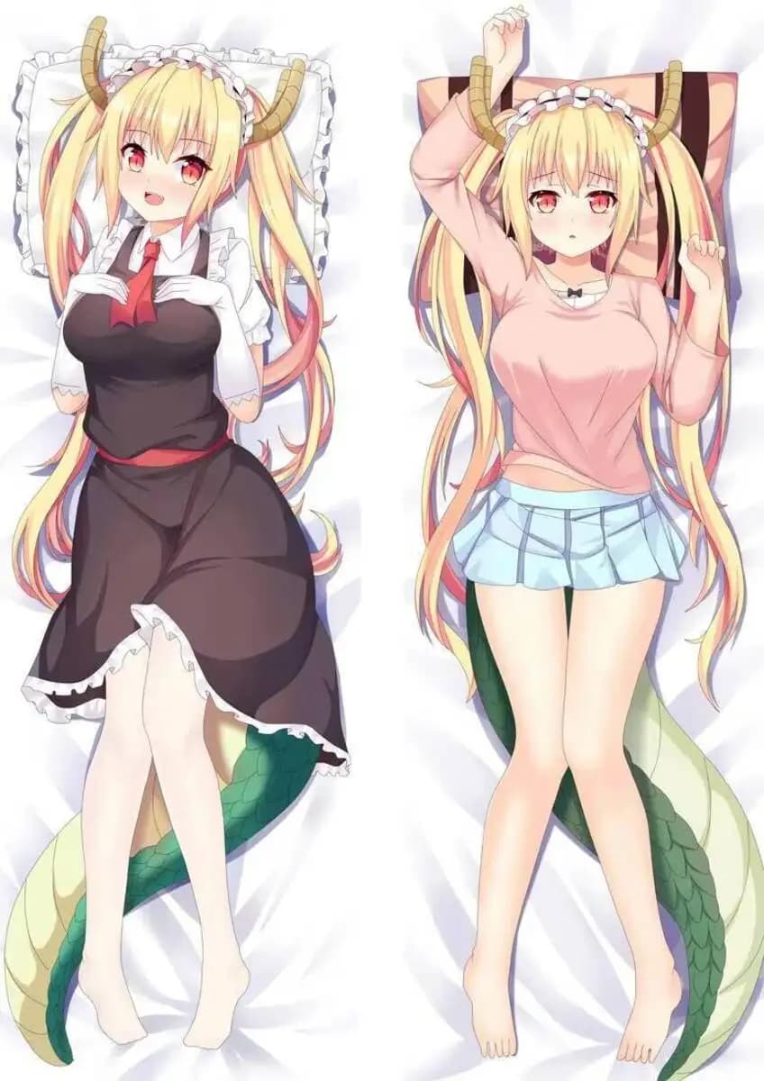 Anime Miss Kobayashi Dragon Maid Tohru Dakimakura Federa Stampa su 2 lati Federa Cerniera Fodera per cuscino per il corpo Waifu
