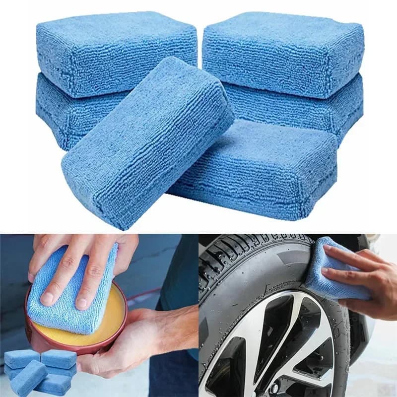 2-10 Pezzi Tamponi Applicatori Cera Auto in Microfibra, Spugne Morbide per Lucidatura, Spugna per Dettagli Auto, Cura Vernice Auto