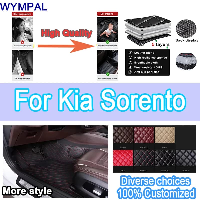 Luxury Custom Car Mats for Kia Sorento Seven Seat 2013 2014 Automobile Car Mat Cover Interior Accessories