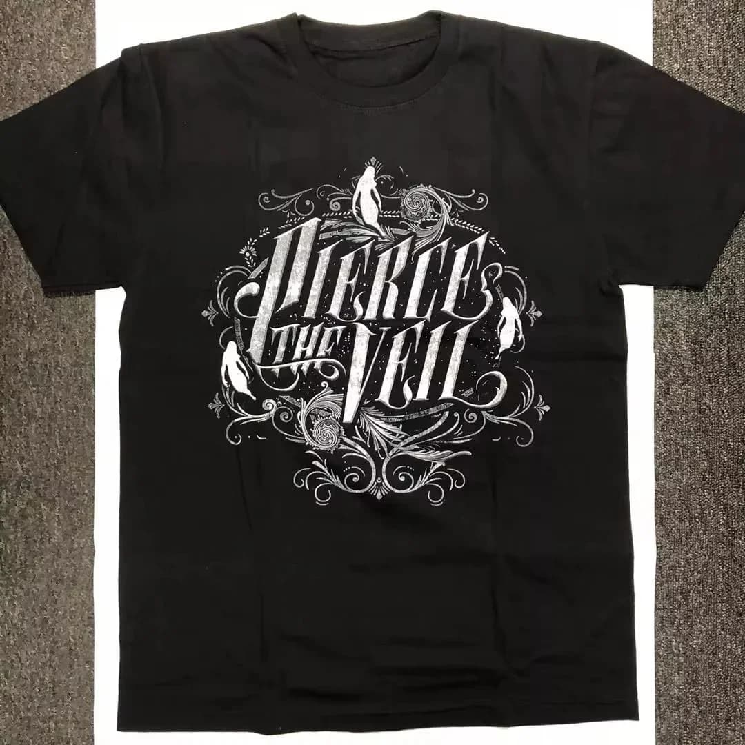 Pierce The Veil Band Camicia unisex nera in cotone a maniche corte Maglietta da uomo Donna Estate Casual Girocollo in cotone