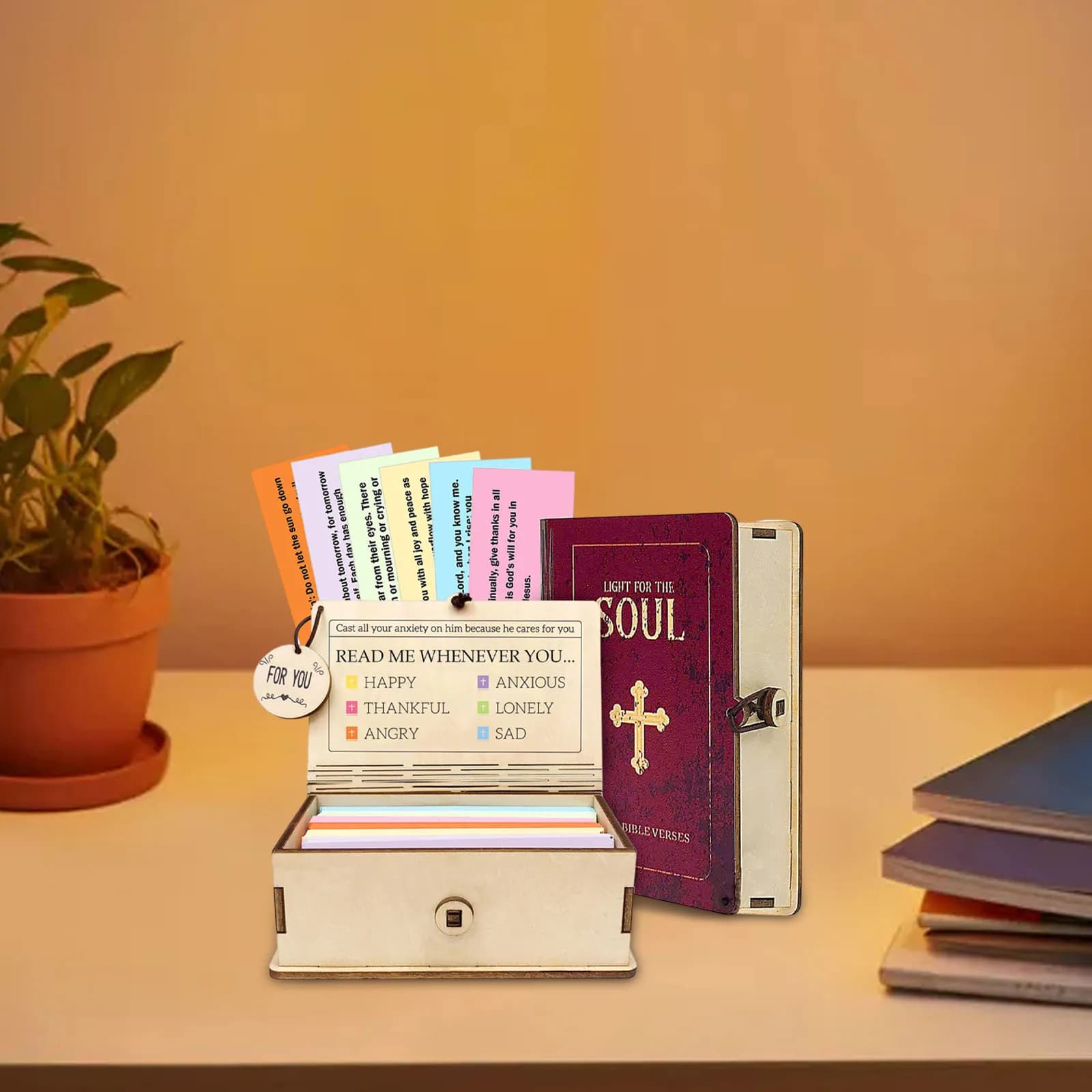 Scatola Portaoggetti Artigianale Multiuso per Bibbia Cristiana, Custodia Portatile per Carte con Versetti Biblici, Regalo per Riunioni Domestiche