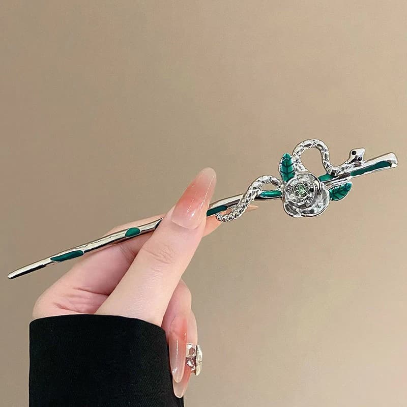 Nuovo stile cinese personalizzato retrò a forma di serpente forcina design di nicchia rosa stile antico Hanfu temperamento accessorio per capelli