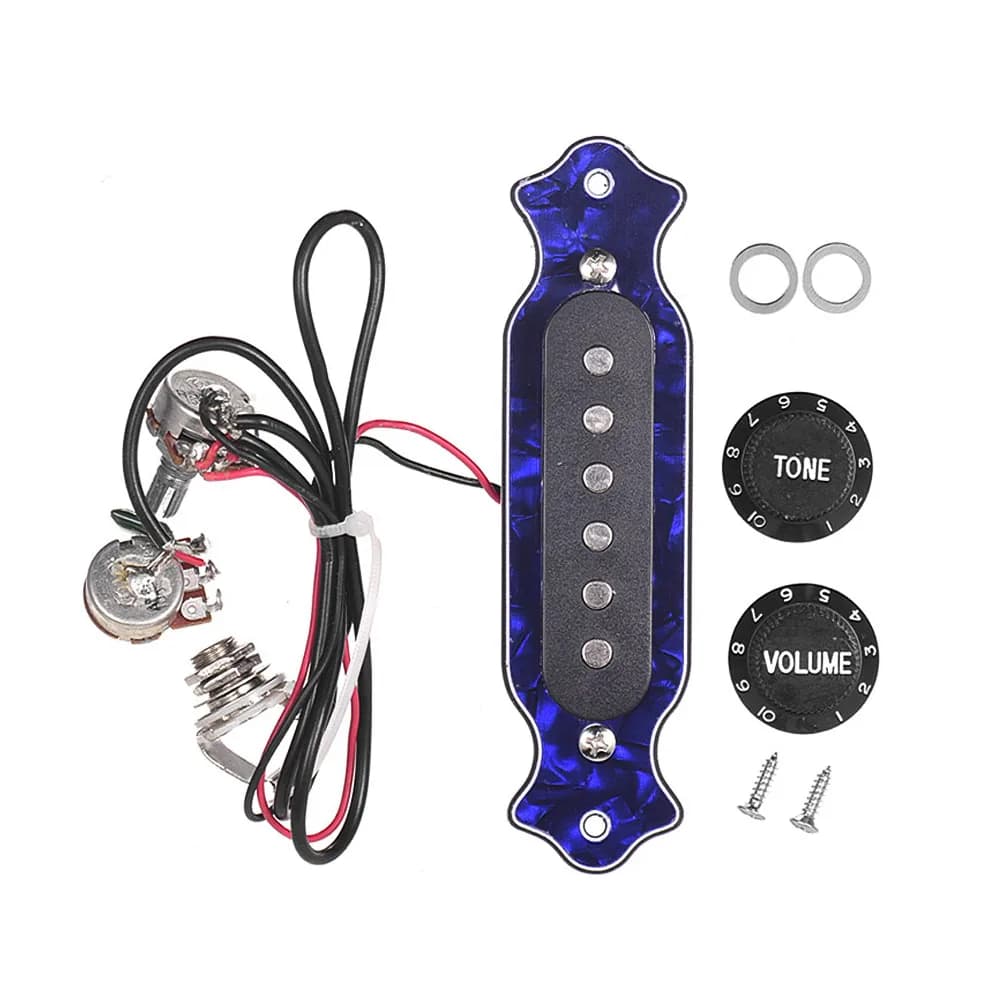 Pickup magnetico con foro sonoro a 6 corde Blue Pearl Shell con Controller del Volume del tono per chitarra elettrica acustica Folk