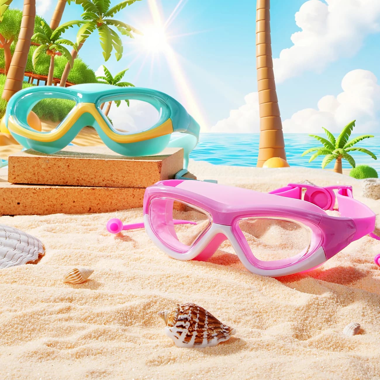 1PC panoramic swimming glasses - UV leak proof and fog - Comfortable without eyeglass marks