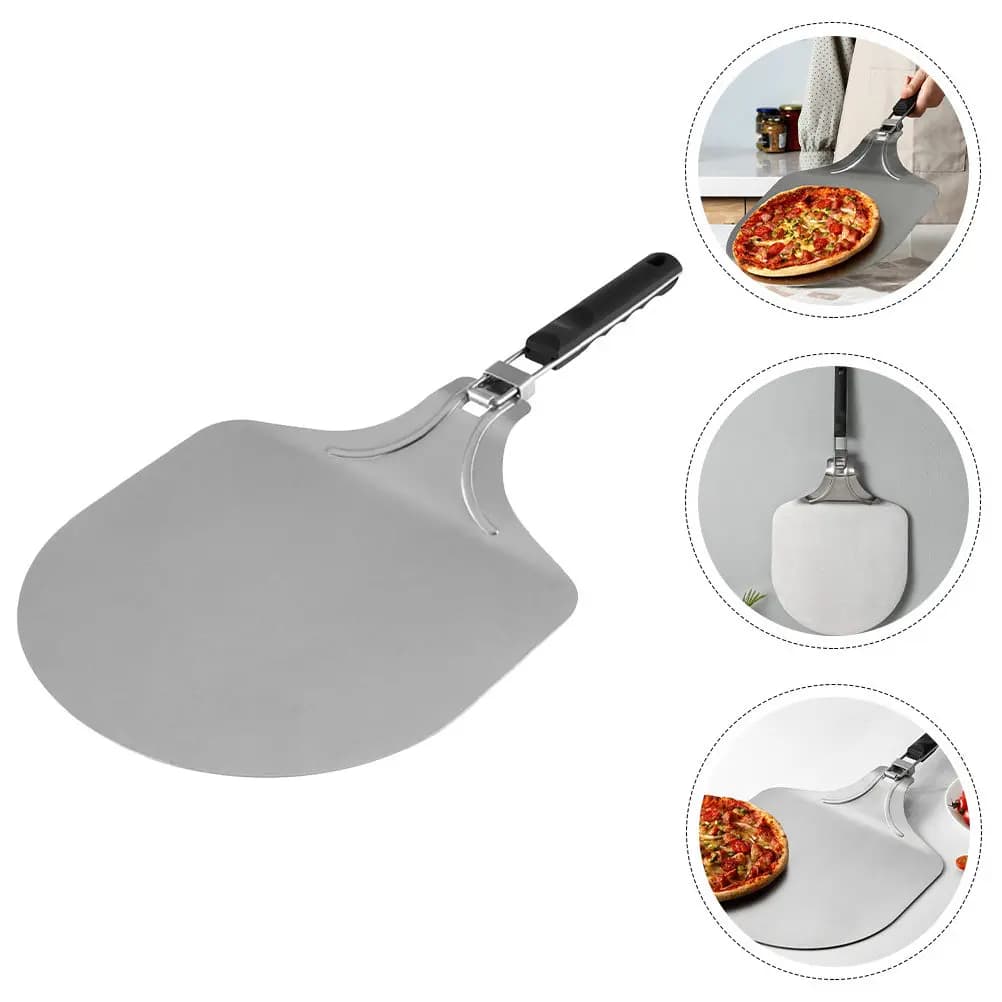 Stainless Steel Folding Pizza Transfer Shovel Ergonomic Handle Easy Clean Non-Rust Pizza Spatula Kitchen Shovel