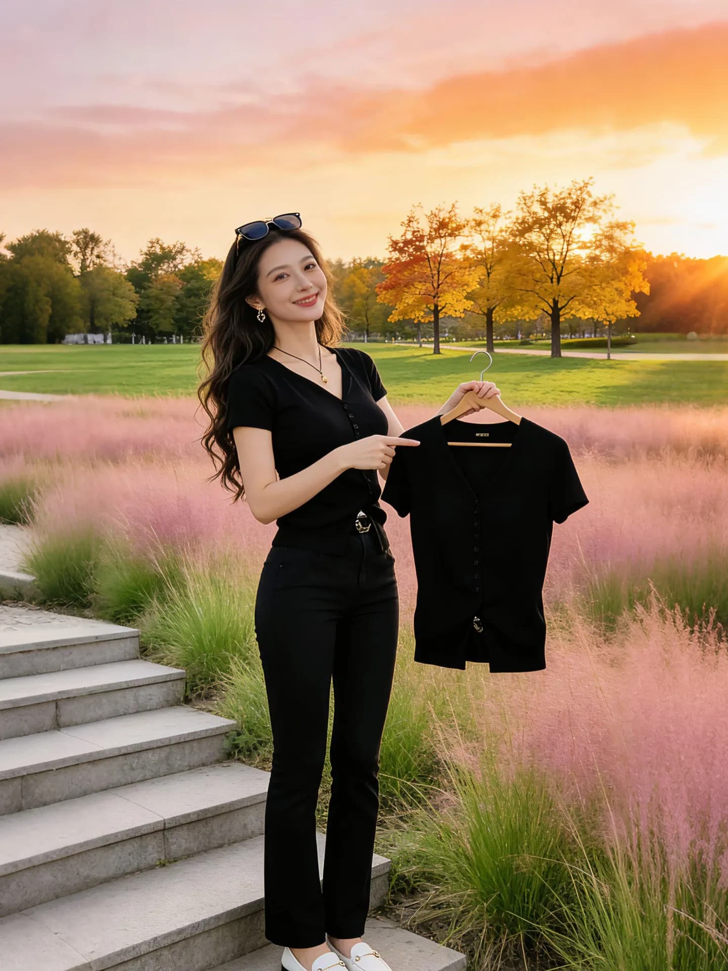 Summer 2026 Women's Slim Fit V-Neck Short Sleeve T-Shirt Black Button up Basic Style Commute Fashion Korean Version Breathable