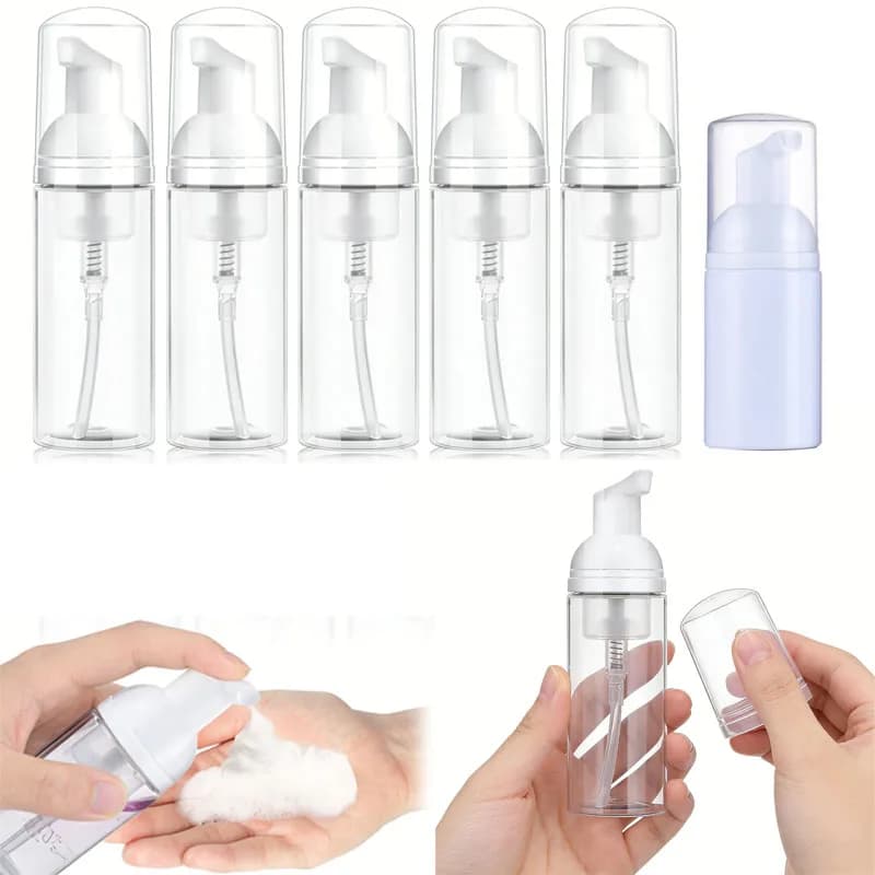5/10 Pezzi Flaconi in Plastica da 30ml-100ml con Pompa per Sapone Schiumogeno, Dispenser Portatile da Viaggio, Contenitore Vuoto per Shampoo e Sapone Mani, Mini Contenitore