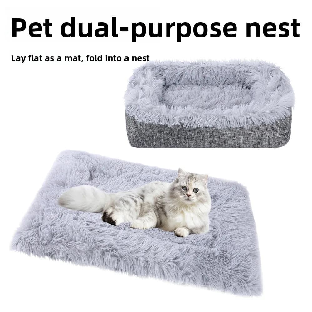 New Internet Celebrity Cat Litter Plush Two-in-one Pet Pad Cat Bed Small Dog Litter Pad Cat Supplies Mat Warm