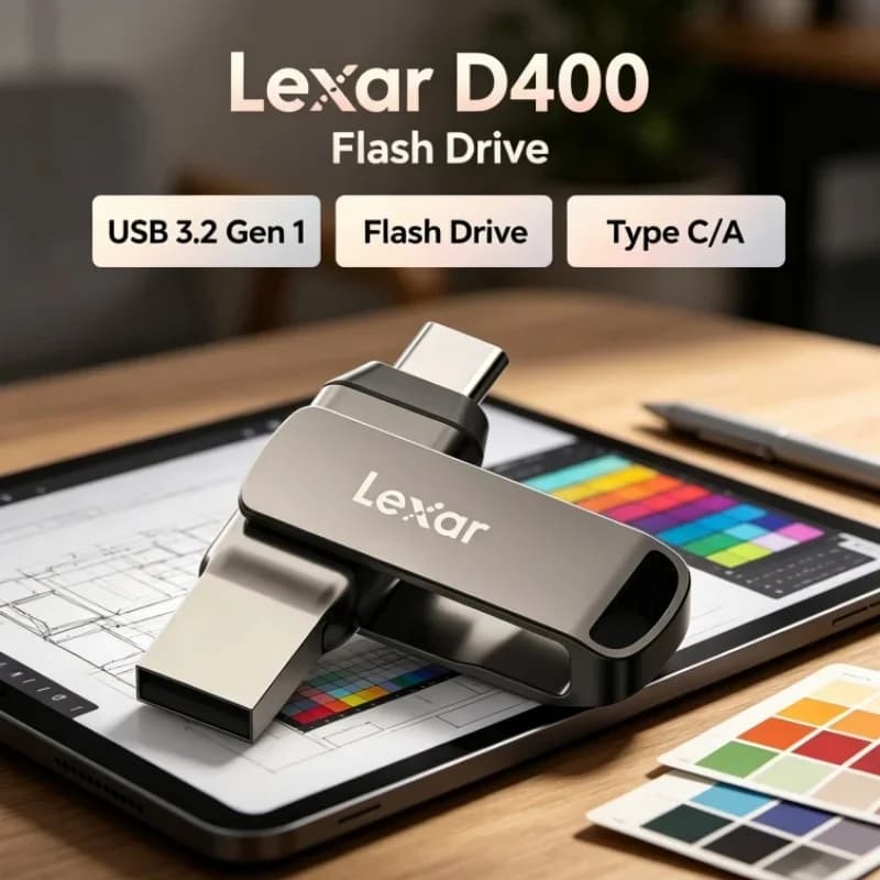 Lexar JumpDrive D400 Type C/A Dual Drive USB Flash Drive 64GB 128GB 256GB Dual Slot USB 3.2 Gen 1 for PC/Mac