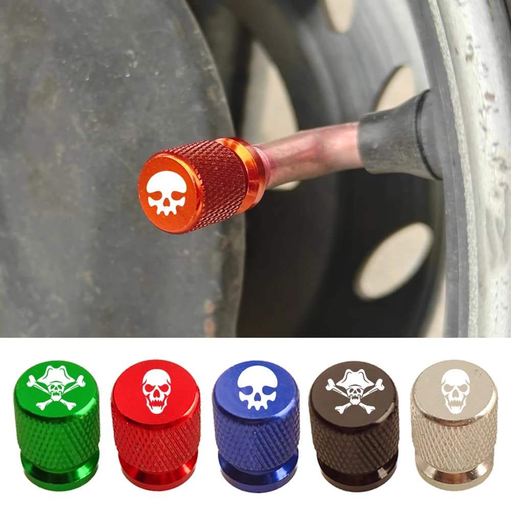 Tappo Valvola con Logo Teschio Punisher Pirata per Moto, Bicicletta, Scooter Elettrico, Camion, Furgone, Auto - Accessori per Valvole Ruota e Pneumatici