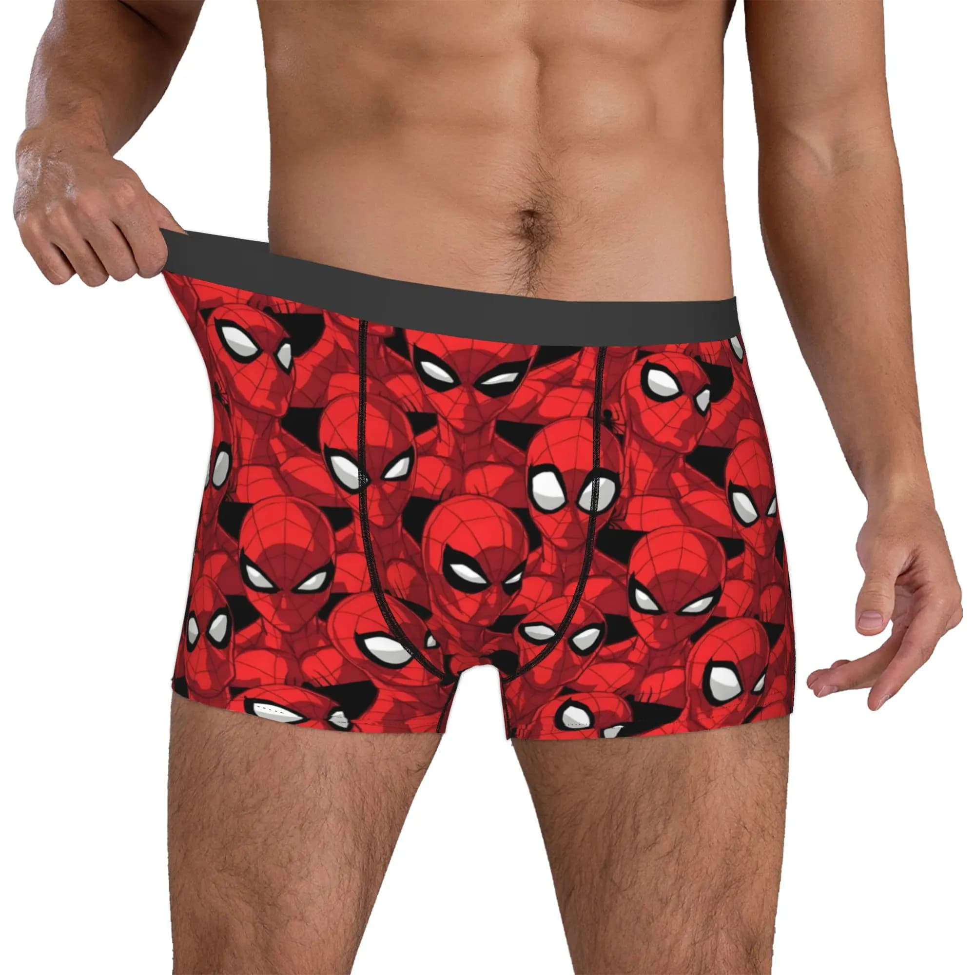 Slip boxer da uomo personalizzati con stampa S-Spider Man, traspiranti, a tema supereroe