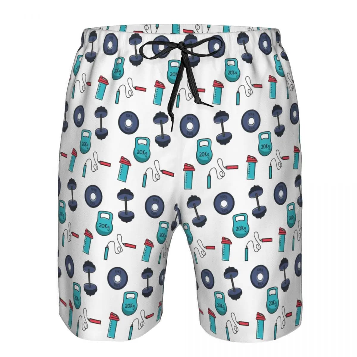 Gym Essentials Shaker, Kettlebell, Dumbbells, Rope Trunks Beach Board Shorts Casual Quick Dry Swim Summer Men Pants