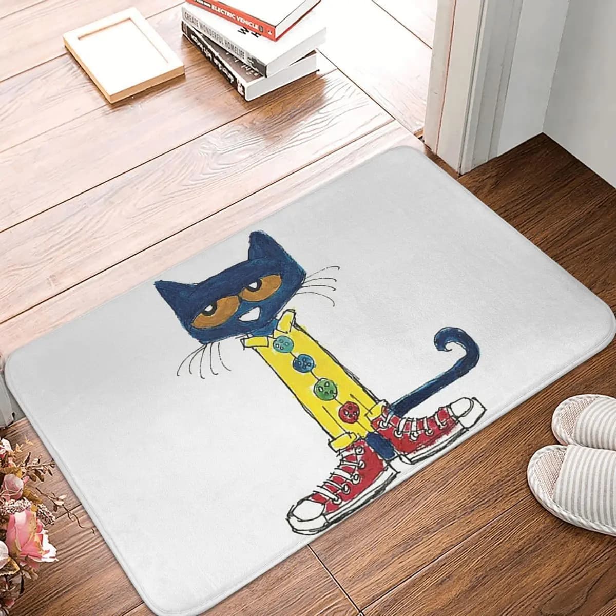Pete The Cat Doormat Kitchen Entrance Home Floor Mat Non-slip Carpet Rug for Balcony Footpad Mats