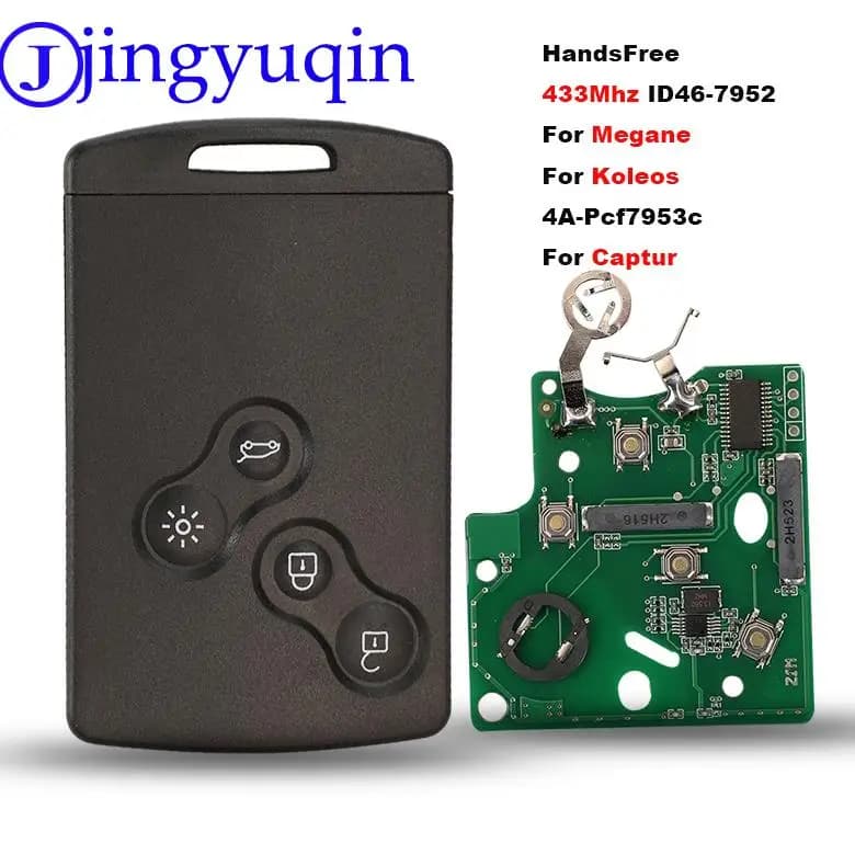 Jingyuqin Chiave A Distanza Senza Chiave Della Carta Per Renault Megane Fluence Laguna Scenic Clio Captur Koleos 433 MHz ID46-PCF7952/4A-7953