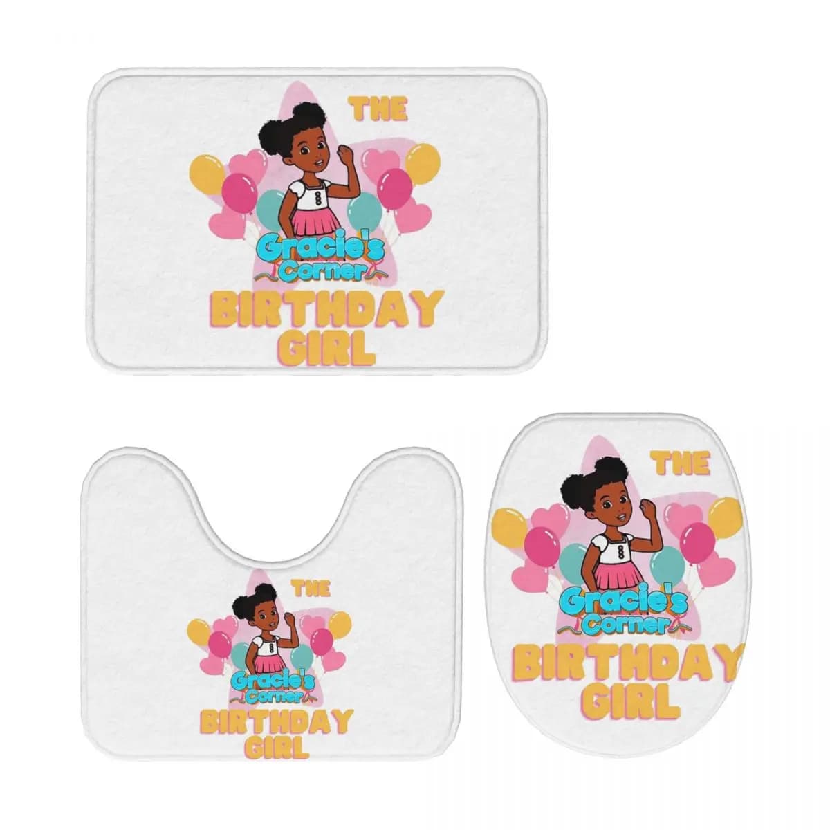 Gracies Family Corner Cute Phonic's Song Tappetino da bagno in 3 pezzi Set da bagno Copriwater Decorazioni per la casa Tappeto antiscivolo