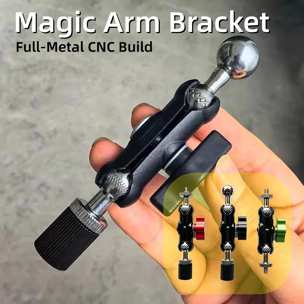 360° Rotatable Magic Arm Bracket 1/4 Screw Converter 17mm Ball Head Swivel Joint for Tripod Phone Holder Camera Fill Light GoPro