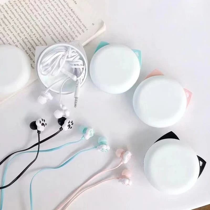 3.5mm wired earphones for girls In-ear headphones with cute cat's leg with musical earphone Stereo Stereo for mobile phone 1 SET