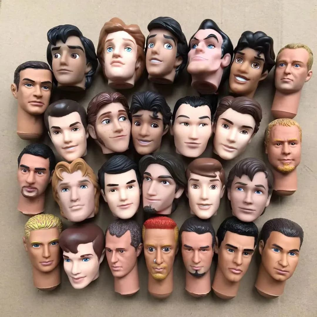 Teste di bambola principe Bianco Marrone Pelle nera Uomini Soldati Parti di bambole Accessori per bambole in formato 1/6 Collezione per bambini Figura Giocattoli
