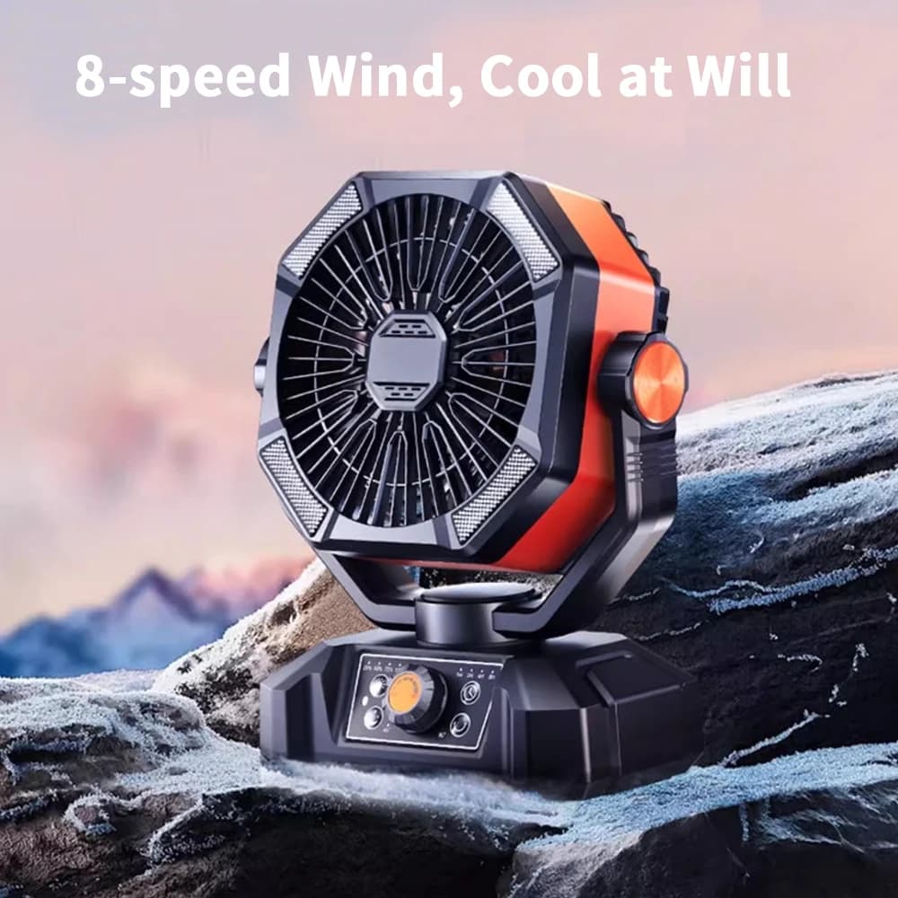 Fan for radiator 20000 mAh Battery Camping fan 4 LED Lantern 8 speed table fan Portable outdoor fan for tent power outages Working songs