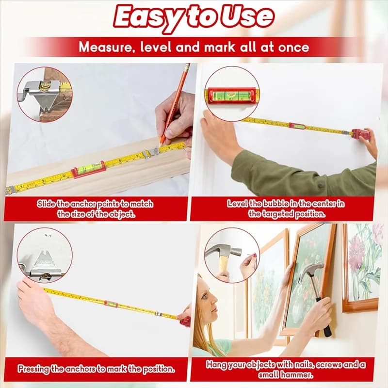 A96I-Tools for Hanging Pictures All in 1 Dresses with Frame Level Rowing Kit Portable Hanging Wall