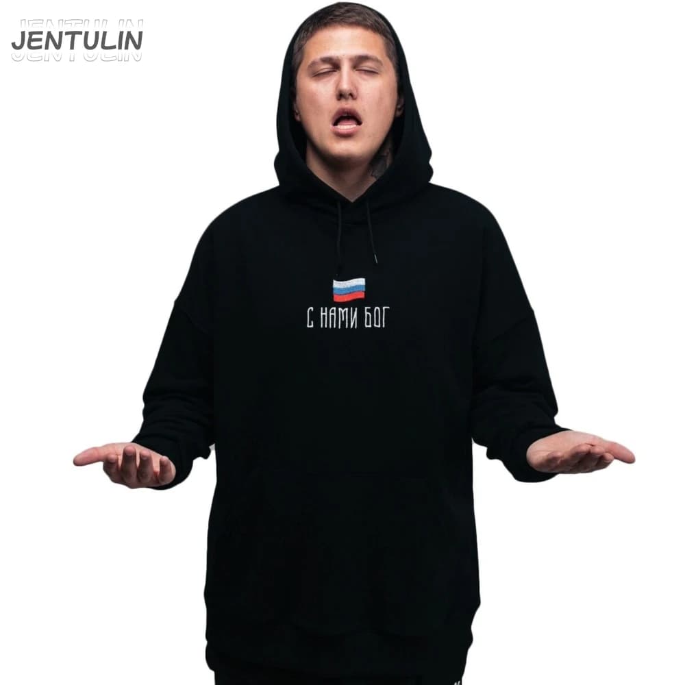Harajuku Oversize Streetwear Pullover Felpe con cappuccio da uomo Dio con noi CMH Grafica Felpe con cappuccio Hip Hop Estetica Top Goth Y2k
