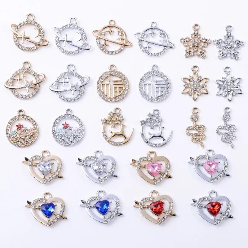 Spot DIY pendant inlaid with love crystal Cupid's arrow universe planet star UV color retention alloy pendant