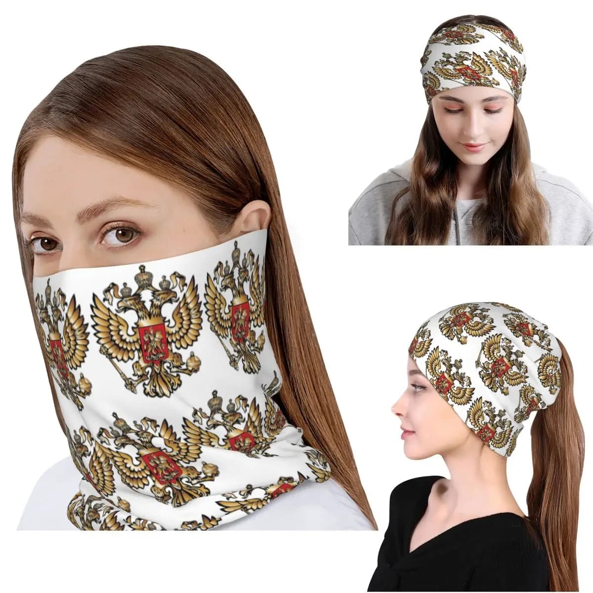 Stemma della Russia, bandiera russa, bandana, copricollo, sciarpa, maschera multifunzione, berretto, cappello, unisex, per adulti, lavabile