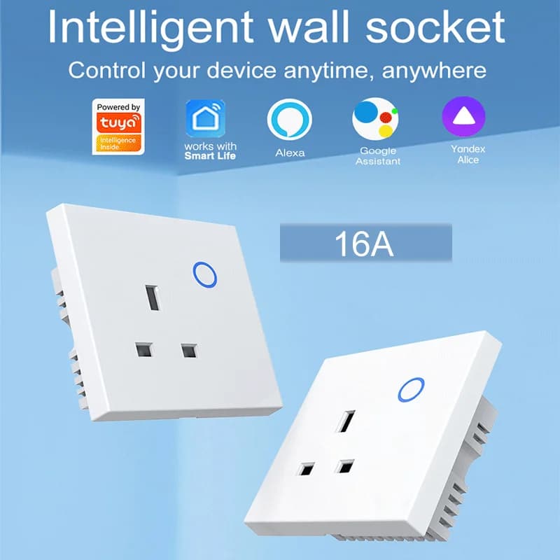 Presa Intelligente WiFi TUYA - Presa a Muro Standard Britannico con Controllo Remoto per l'Accensione e Spegnimento Programmato