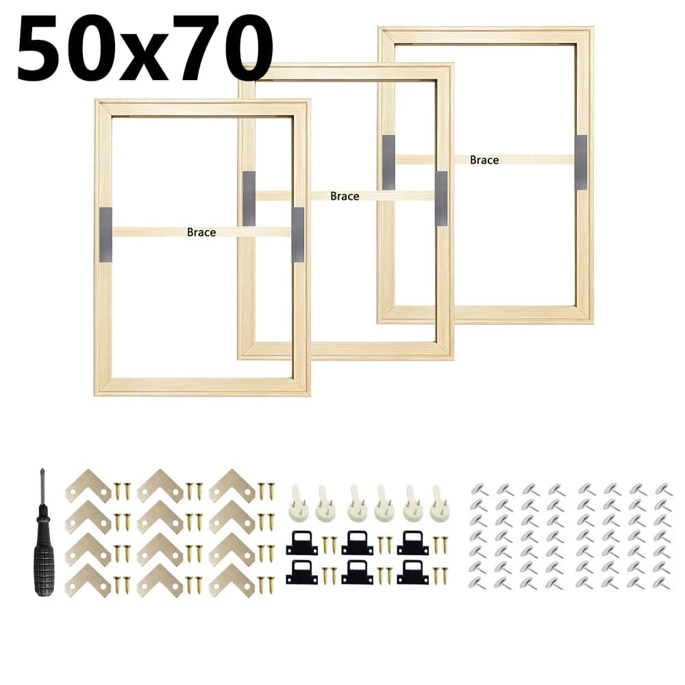 3pcs/Pack 50x70cm Canvas Stretcher Wood Frame DIY Bars Kit Canvas Picture Frames for Prints Mounting Gallery Wrap Oil Painting