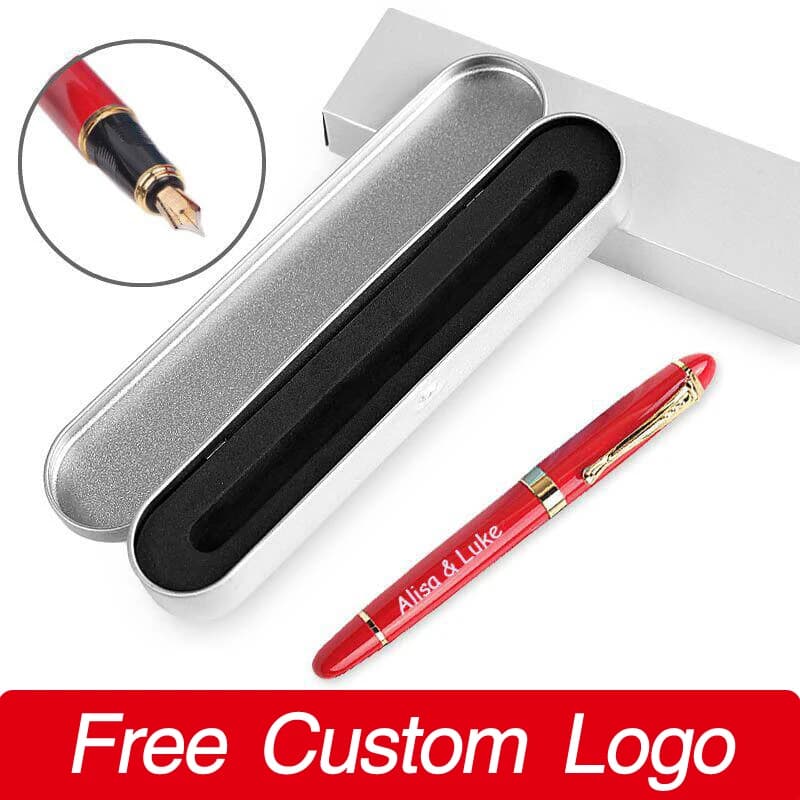 2set Luxury Metal Fountain Pens Set Customized LOGO Business AD Office Supplies School Students Calligraphy Gift Ink Pens