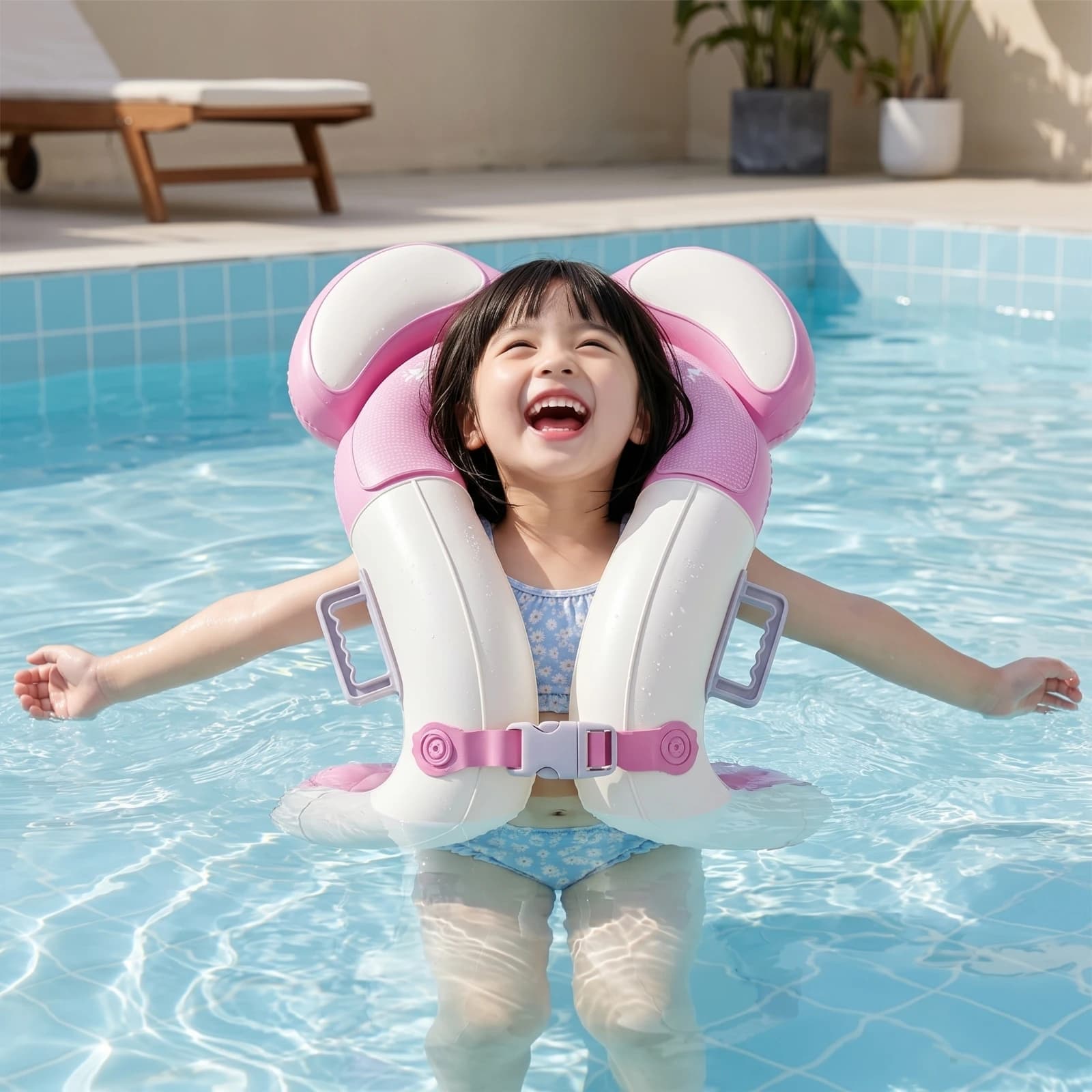Inflatable Swim Vest Buoyant Swim Vest with Handles Buoyancy Aid Comfortable Life Jacket Easy to Put on and Remove for Children