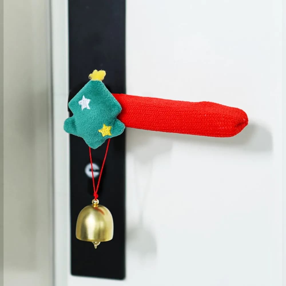 Copri maniglia per porta natalizia in cartone animato Copri pomello protettivo morbido per porta Anti collisione Decorazioni natalizie rosse Protezioni murali