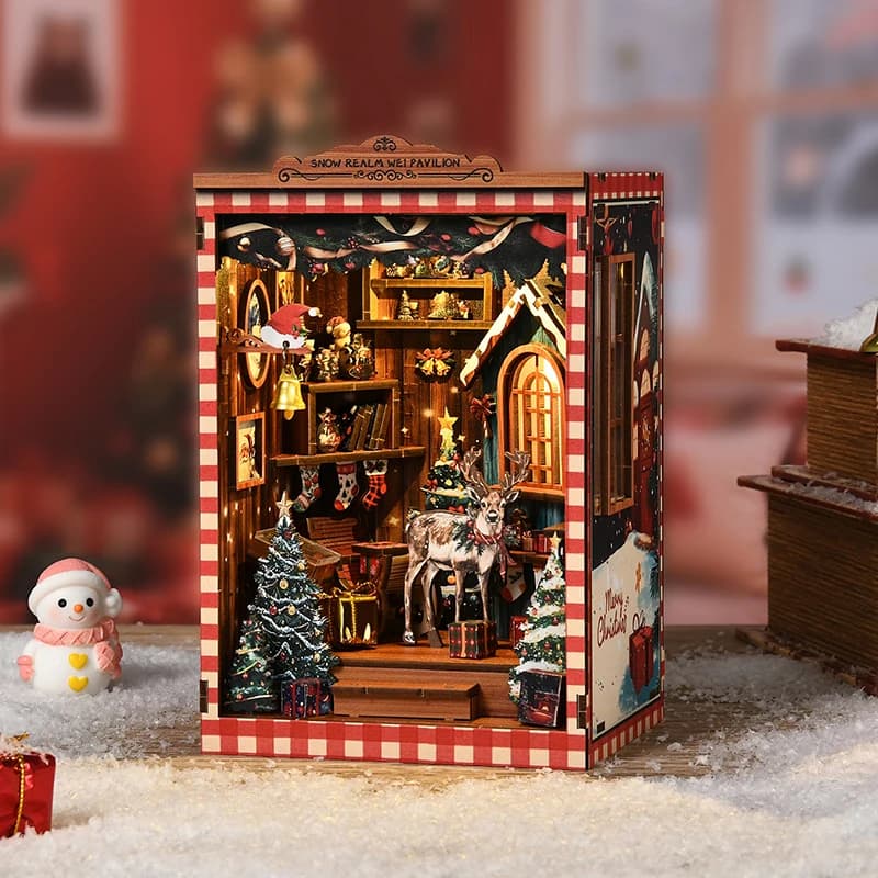 Kit casa delle bambole in miniatura per casa delle bambole in legno fai-da-te Puzzle 3D Camera creativa con luci a LED Decorazione della scrivania di casa per il regalo di Natale