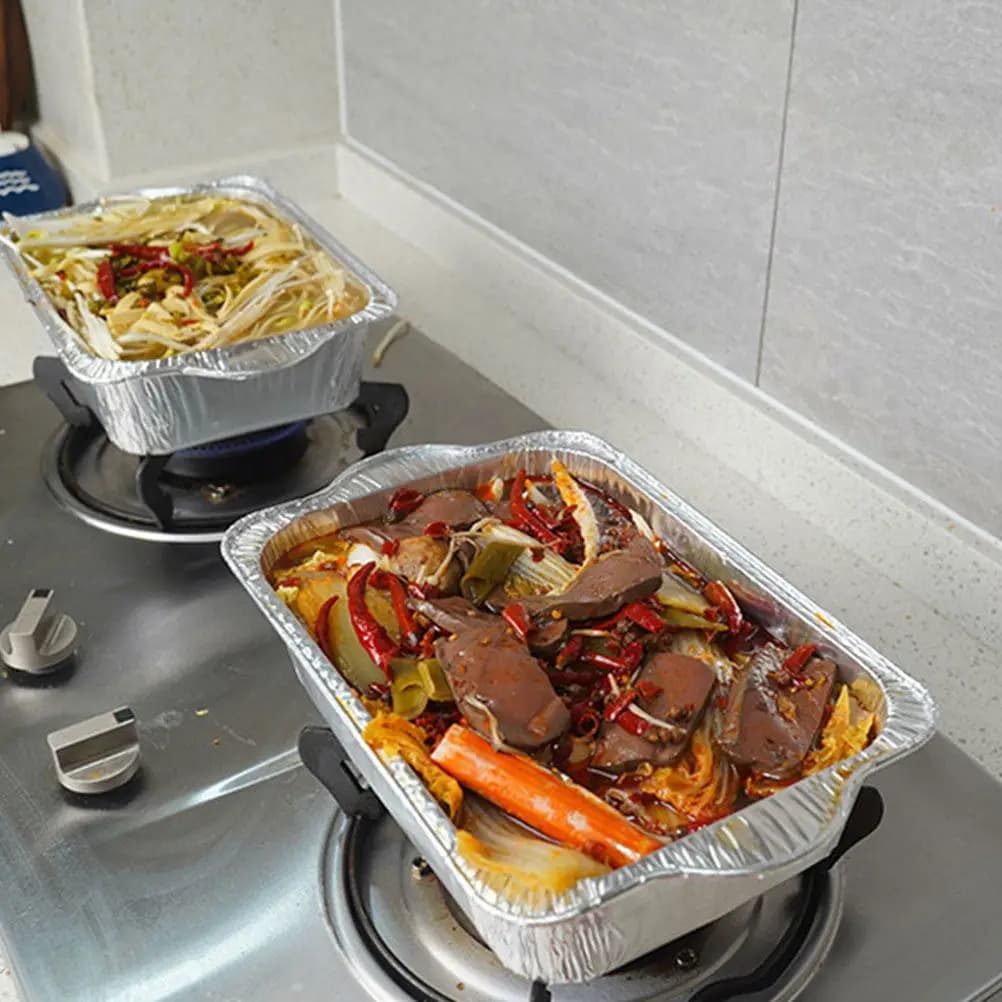 Set di 3 Vaschette Monouso in Alluminio Resistenti al Calore per Campeggio, Picnic, Matrimoni, Fornelli ad Aria, Forni e Barbecue