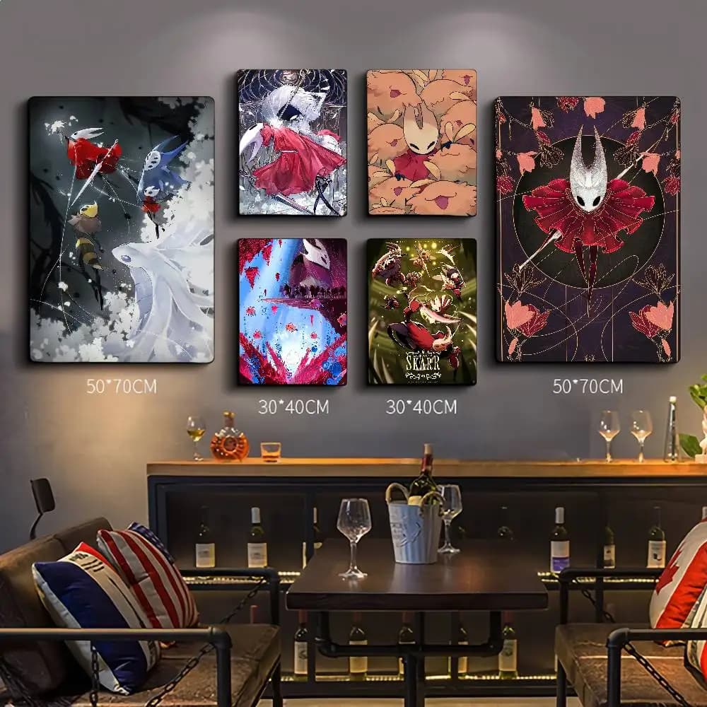 Game Hollow Knight Silksong Anime Posters Sticky Whitepaper Sticker DIY Room Bar Cafe Kawaii Room Decor